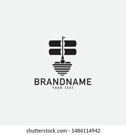 Creative minimal monochrome monogram symbol. Premium business logo for corporate identity. Minimalist logo design and simple element. Ship and captain sea concept.