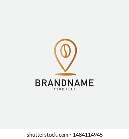Creative minimal monochrome monogram symbol. Premium business logo for corporate identity. Minimalist logo design and simple element. Pin, Nature, Coffee, and map concept.