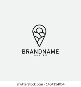 Creative minimal monochrome monogram symbol. Premium business logo for corporate identity. Minimalist logo design and simple element. Pin, Nature, Coffee, and map concept.