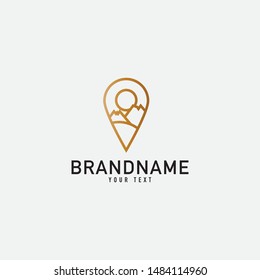 Creative minimal monochrome monogram symbol. Premium business logo for corporate identity. Minimalist logo design and simple element. Pin, Nature, Coffee, and map concept.