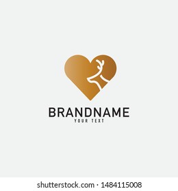 Creative minimal monochrome monogram symbol. Premium business logo for corporate identity. Minimalist logo design and simple element. Deer and love logo simple concept.