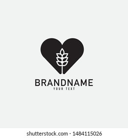 Creative minimal monochrome monogram symbol. Premium business logo for corporate identity. Minimalist logo design and simple element. Leaf and love logo with line design template.