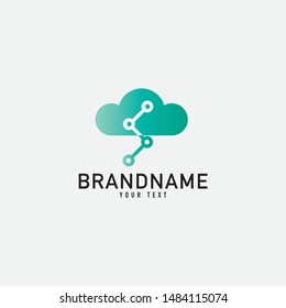 Creative minimal monochrome monogram symbol. Premium business logo for corporate identity. Minimalist logo design and simple element. Shield and cloud concept logo.