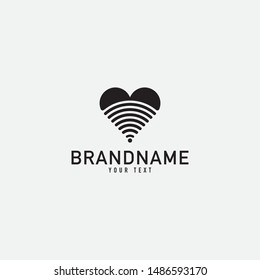 Creative minimal monochrome monogram symbol.  Signal and love concept logo.