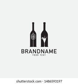 Creative minimal monochrome monogram symbol.   Wine concept logo.