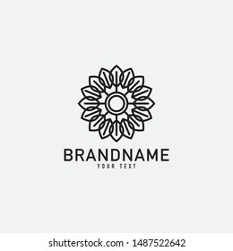 Creative minimal monochrome monogram symbol. Premium business logo for corporate identity. Minimalist logo design and simple element. Mandala flower concept logo.