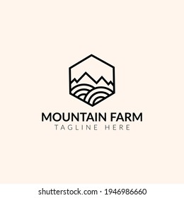 Creative minimal Mountain Farm Logo design template