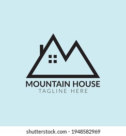 Creative minimal Mountain House Logo design template