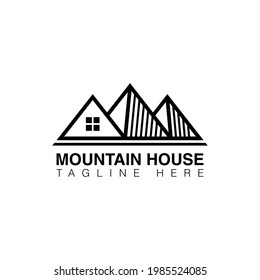Creative minimal mountain house Logo design template