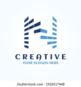 Logotipo de N mínimo creativo. Símbolo de construcción