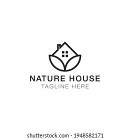 Plantilla de diseño de logotipos para casas de naturaleza mínima creativa