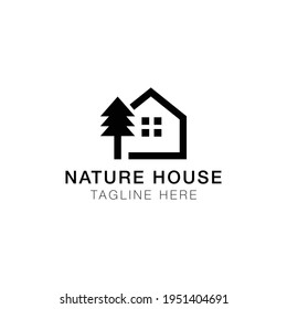 Creative minimal nature house Logo design template