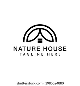 Creative minimal nature house Logo design template