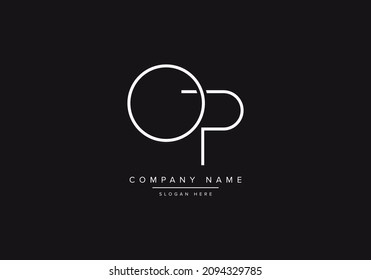 Creative minimal OP monogram logo, letter OP PO initial logo