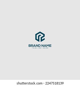 Logotipo comercial de cartas PC CP de un mínimo creativo con icono Monograma basado en color blanco y negro.