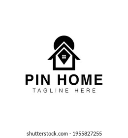 Creative minimal pin home Logo design template