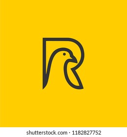 creative minimal R logo icon design  with parrot.
