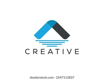 Creative and minimal roofing and wave logo design. Wave and Real estate logo concept