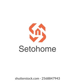 Creative and minimal S with home icon logo design vector template