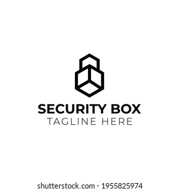 Creative minimal security box Logo design template