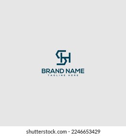 Creative minimal SH HS letter business logo with black and white color initial based Monogram icon.