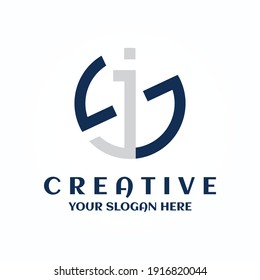 Símbolo del círculo SJ mínimo creativo