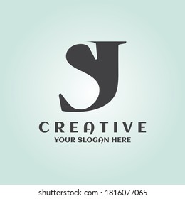 Símbolo del logotipo de SJ mínimo creativo