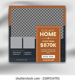 Creative minimal square social media promotion templates. Editable banner. real estate themes. Vector illustration for instagram post. Photo holder provided