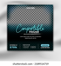 Creative minimal square social media promotion templates. Editable banner. real estate themes. Vector illustration for instagram post. Photo holder provided