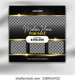 Creative minimal square social media promotion templates. Editable banner. real estate themes. Vector illustration for instagram post. Photo holder provided