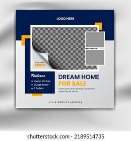 Creative minimal square social media promotion templates. Editable banner. real estate themes. Vector illustration for instagram post. Photo holder provided