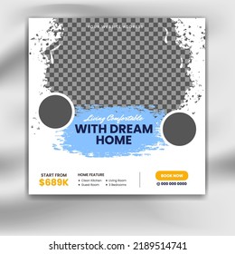 Creative minimal square social media promotion templates. Editable banner. real estate themes. Vector illustration for instagram post. Photo holder provided