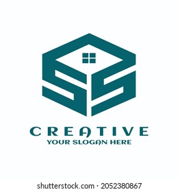 Símbolo de hexágono de creación de logotipo SS mínimo creativo. diseño inmobiliario
