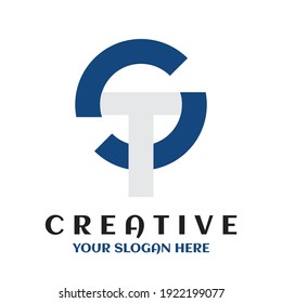Símbolo del logotipo de círculo ST mínimo creativo
