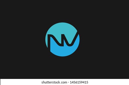 Creative and Minimal style blue and aqua color initial based NV and VN logo