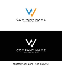 Estilo creativo y minimal azul y naranja basado en los logotipos NW y WN.	