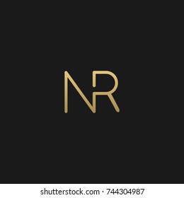 Creative and Minimal style golden and black color initial based NR and RN logo