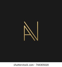 Creative and Minimal style golden and black color initial based NA and AN logo