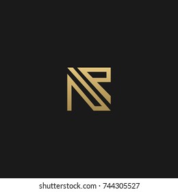 Creative and Minimal style golden and black color initial based NP and PN logo