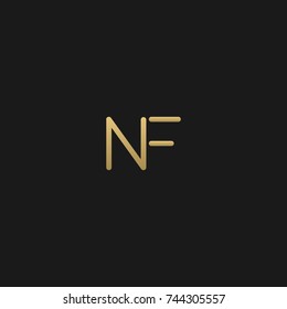 Creative and Minimal style golden and black color initial based NF and FN logo