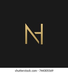 Creative and Minimal style golden and black color initial based NH and HN logo