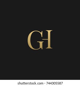 Creative and Minimal style golden and black color initial based GH and HG logo