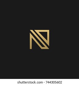 Creative and Minimal style golden and black color initial based ND and DN logo