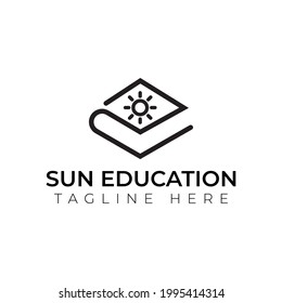 Creative minimal sun education Logo design template