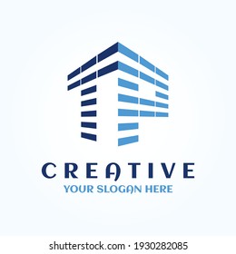 Creative minimal TP building logo. Typography symbol