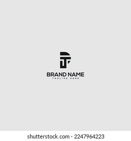 Creative minimale TP-Brief-Firmenlogo auf Basis von Monogram-Icon-Vektorgrafik.