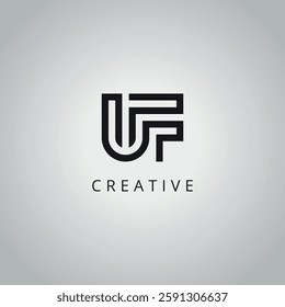 Creative Minimal UF FU Letter Business Logo Design Vector Template.