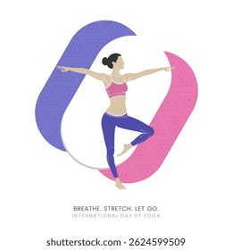 Creative Minimal Vector of a Woman doing Yoga with Indian Bandhani Pattern