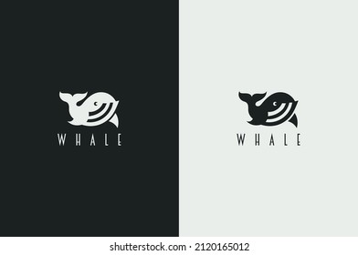 Logotipo de ballena Mínima creativa, estilo lineal con el logotipo de ballena simple.