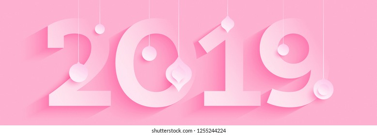 Creative minimal wide cover design. 3D paper style text and decorative elements.